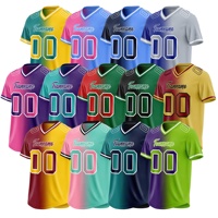 Vente en gros de maillots de football américains rétro personnalisés de sublimation Streetwear respirant Techniques courtes imprimées