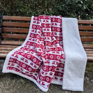 Giáng sinh chăn Hươu đỏ Nap bìa da báo in flannel đôi dày Sherpa lông cừu Quà Tặng chăn