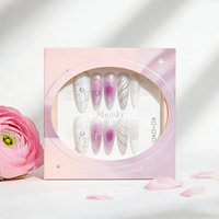 Grosir Pabrik 10Pcs Campuran Kuku Palsu 3D ABS Buatan Tangan Mewah Elegan Bentuk Almond Stiletto Dapat Digunakan Kembali