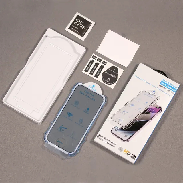 Waterproof Auto-Dust Removal Screen Protector for iPhone 15 Pro XS Max XR Easy Install 16-inch Tempered Glass Kit Dust-Free