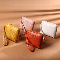 Dompet Mini kulit Pu pabrik dompet koin garis buaya ritsleting Vintage gaya Jepang dompet koin penutup wanita dengan gelang