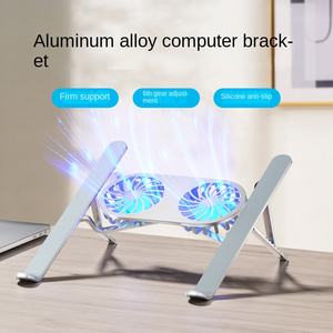 Ventilateur de <span class=keywords><strong>refroidissement</strong></span> en alliage d'aluminium Support de radiateur pour ordinateur <span class=keywords><strong>portable</strong></span> Support de rehaussement de bureau silencieux Produit en stock - Product Image 2