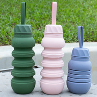 Bouteille d'eau de sport pliable en silicone grande capacité 0,55 L, sans BPA, écologique, portable, gourde thermique pour la gym