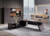 Directeur en bois en forme de L Bureau de direction de luxe laqué blanc Table spacieuse Bureau modulaire