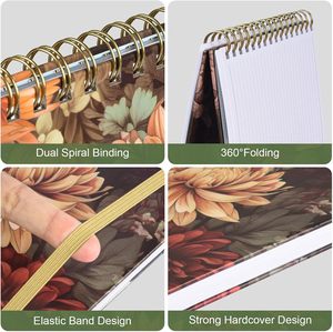Quaderno <span class=keywords><strong>a</strong></span> spirale <span class=keywords><strong>4</strong></span> Pack A5 foderato diario per donne con copertina rigida <span class=keywords><strong>a</strong></span> spirale Journal con 2 tasche College taccuini, - Product Image 2
