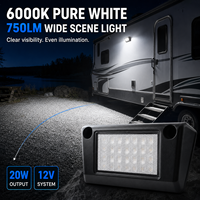 Lumière extérieure LED RV 5 pouces 12V IP67, blanc brillant, en aluminium, pour porche extérieur, faisceau large, lampe de toit pour remorques, camions, camping-cars