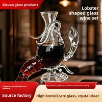 Carafe à vin rouge et verseur à spiritueux en verre cristal en forme de homard, design animal transparent, capacité 401-500 ml, style moderne et minimaliste