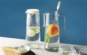 48oz de vidrio jarra de agua con filtro de la tapa de vidrio de bebida jarra de jugo de agua de limón helado de té de vidrio de - Product Image 2