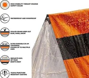 Abri de survie Wokedo Orange, tente tubulaire d'urgence, matériau PE, imperméable, toutes saisons, 240x150cm - Product Image 3
