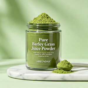 Poudre de jus <span class=keywords><strong>d</strong></span>'herbe <span class=keywords><strong>d</strong></span>'<span class=keywords><strong>orge</strong></span> pure 100% naturelle biologique pour smoothies <span class=keywords><strong>d</strong></span>étox et boissons alcalinisantes HBEUNDAS - Product Image 5