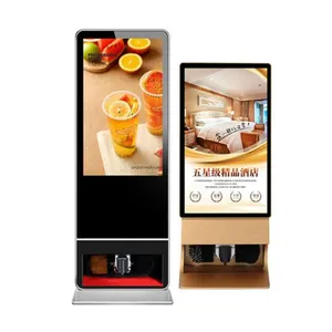 Functional Advertising Display with Shoe Polishing Machine Digital Signage 43 49 55 inch Floor Standing led lcd Display
