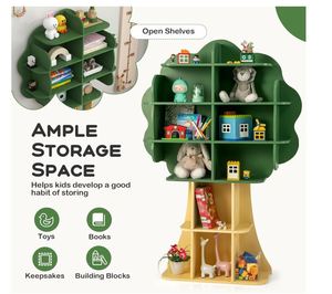 Cây trẻ em kệ sách 6-tầng Toddler Montessori Kệ cuốn sách giá lưu trữ đồ chơi cho trẻ em bằng gỗ trẻ em của kệ sách tổ chức - Product Image 4