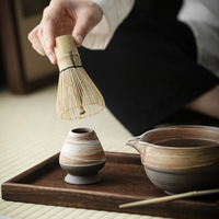 Ensemble de Matcha en Grès Céramique Grossier, Outils de Préparation du Thé, Bol à Matcha en Céramique, Fouet à Matcha (Chasen) Style Japonais, Origine Dehua, Emballé en Coffret Cadeau, avec Bec Verseur
