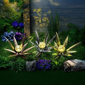 Garten Pfahl Blume Agave Craquele Dekoration Solar Rasen Lampe Licht Skulptur Diy handgemalte Metall Agave Pflanze - Product Image 2