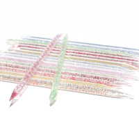 Poussoir à cuticules réutilisable double face cristal plastique ongles bâtons de manucure élimination des peaux mortes poussoir à cuticules