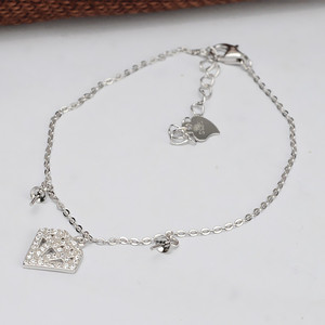 New DIY S925 <b>Silver</b> Diamond Shaped Bracelet and <b>Necklace</b> <b>Set</b> Simple Fashionable Accessory for Women 521 Jewelry - Product Image 3