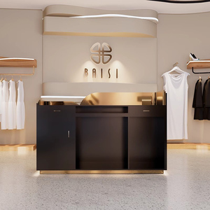 Custom <strong>Small</strong> Reception <strong>Desk</strong> <strong>Black</strong> and Gold Luxury Retro Barber Shop Reception <strong>Desk</strong> - Product Image 5