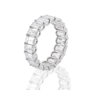 แหวนมอสซาไนต์ทรงเอเมอรัลด์ คัต เกรด D VVS ทองคำขาวแท้ 18K 14K 10K แหวนแฟชั่นสั่งทำพิเศษสำหรับงานแต่งงานและงานหมั้น - Product Image 1