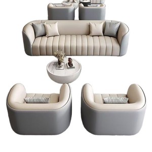 Ensemble de canapés de bureau avec table basse en cuir PU, éponge haute densité, confortable, mobilier commercial pour salon - Product Image 5