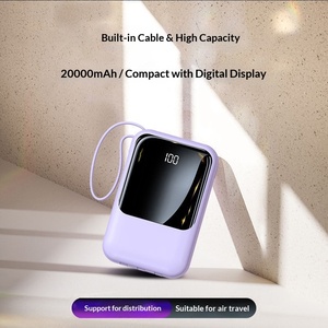 Nouvelle batterie externe portable haute capacité 20000 <span class=keywords><strong>mAh</strong></span> avec câble intégré, affichage numérique, plusieurs ports USB, impression de logo personnalisable - Product Image 3
