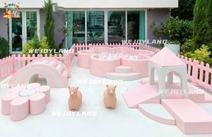 Wjoy מכירת חם ורוד ציוד משחק רך להגדיר מגרש משחקים חיצוני מקורה עם משחק כדור עם פלייהאוס להשכרה עבור מסיבת חתונה - Product Image 3