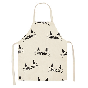 Digital printed logo cotton linen creative cat pattern cooking apron