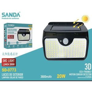 SANDA Solar Wall <b>Light</b> 20W 3600mAh <b>Motion</b> <b>Sensor</b> Outdoor <b>LED</b> Lamp - Product Image 1