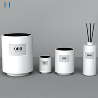 C & H Marque privée Forme personnalisée Recharge de 150ml Diffuseur de roseaux en céramique et Bougie en porcelaine pilier faite à la main avec plateau personnalisé
