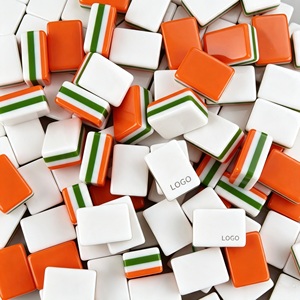 Juego <span class=keywords><strong>de</strong></span> Mahjong Americano <span class=keywords><strong>de</strong></span> Lujo Moderno <span class=keywords><strong>de</strong></span> Tres Capas en Naranja, Verde y Blanco, con Fichas <span class=keywords><strong>de</strong></span> Tigre, Pavo Real, Máscara y Joker, para 4 Jugadores - Product Image 1
