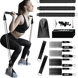 Set tongkat Pilates, peralatan Fitness rumah tangga Multi fungsi dengan tiga bagian Squat dalam dan punggung, Pilates kecantikan