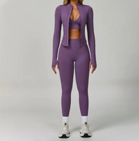 Ensemble de yoga 3 pièces pour femme : veste courte, brassière de sport à bretelles spaghetti, leggings taille haute – Tenue de sport et fitness