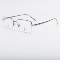 Montures de lunettes unisexes semi-cerclées carrées en titane 18K légères, de marque originale LOT, grises, tendance, pour toutes les formes de visage, usage quotidien