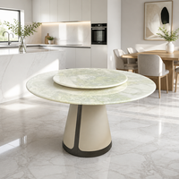 Table à manger moderne de luxe en marbre onyx avec base sur piédestal, plateau rotatif, haute qualité, écologique, imperméable, mobilier pour hôtel et maison
