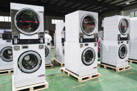 Heavy Duty Stack Washer Dryer Stainless Steel 304 Industrial Stacked Washer Dryer for Hotel Hospital OPL Laundry Room