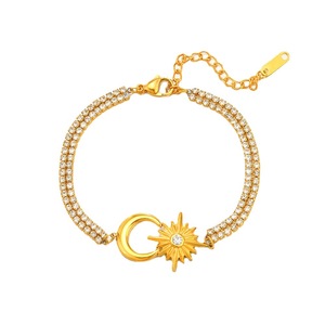Moda Europea americana 14K chapado en oro estrella Luna Cadena de acero inoxidable enlace geométrico pulsera <span class=keywords><strong>mujer</strong></span> moda elegante - Product Image 5