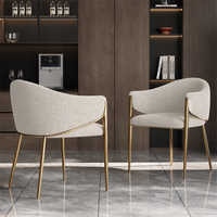 Chaise de salle à manger en tissu de luxe italien, avec dossier en acier inoxydable, design moderne pour hôtel, maison, salles à manger
