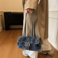 Sacs à main en jean élégants pour femmes, fermeture à glissière, boucle de ceinture unique, bandoulière confortable, sacs à bandoulière pour toutes les saisons
