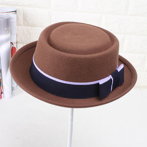 Venta al por mayor de lana Fedora sombreros mujeres hombres ala enrollada <span class=keywords><strong>Porkpie</strong></span> sombrero - Product Image 3
