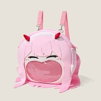 Mochila de exhibición de peluches de anime al por mayor con ventana transparente de PVC para insignias de personajes Kawaii