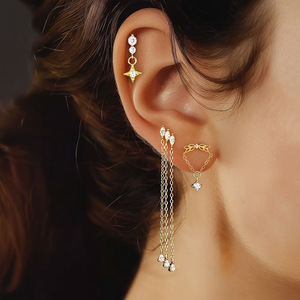 <b>Titanium</b> Heart <b>Stud</b> Earrings With Zircon Crystal Claw Setting For Party Fashion Jewelry - Product Image 3