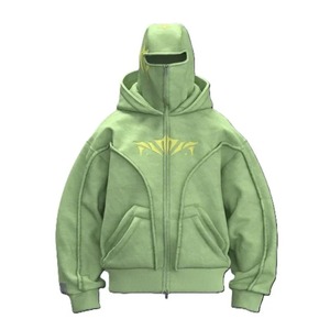 Mens Full Face Zip Up Hoodie Trendy Oversized Hooded Jacket Streetwear Máscara Diseño OEM ODM Moda al por mayor - Product Image 1