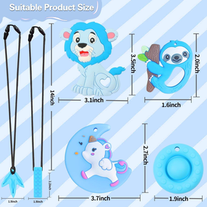 Ensemble en silicone bleu <span class=keywords><strong>pour</strong></span> bébé et <span class=keywords><strong>collier</strong></span> <span class=keywords><strong>de</strong></span> dentition en silicone <span class=keywords><strong>pour</strong></span> bébé <span class=keywords><strong>pour</strong></span> <span class=keywords><strong>soulager</strong></span> l'inconfort <span class=keywords><strong>de</strong></span> la dentition - Product Image 4