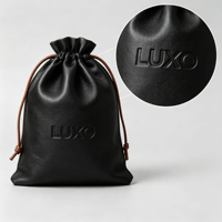 Pochette à cordon en cuir PU personnalisée avec gaufrage et débossage, pochette en PU au toucher doux pour flacon de parfum, bijoux, couverts, emballage cadeau