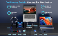 Station de charge de bureau GaN 4 ports 12-140W (1300W, 1200W, 1000W, 950W, 880W, 810W) compatible avec tablettes, téléphones, ordinateurs portables et appareils de jeu
