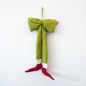 Green Grinch Leg <b>Bow</b> Hanging Ornament <b>Red</b> Elf Boots Design Christmas Front <b>Door</b> Wreath Decor Supplies - Product Image 2