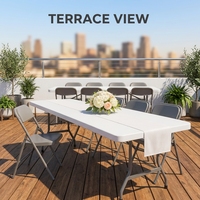 Table pliante en plastique moulé par soufflage de 8 pieds, table de banquet robuste en HDPE pour événements, mariages, fêtes en plein air, camping, certifiée EN581 ISO