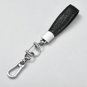 Genuine Leather Car Keychain Crocodile Skin Metal <b>Carabiner</b> <b>Keyring</b> For Men Women Gift Accessory A39876 Points DA3941 - Product Image 2
