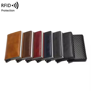 Portacarte con Blocco RFID in Alluminio, Porta Carte Pop-up in Fibra di Carbonio, Portafogli Sottili in Pelle PU, Porta Carte Minimalista per Uomo - Product Image 6