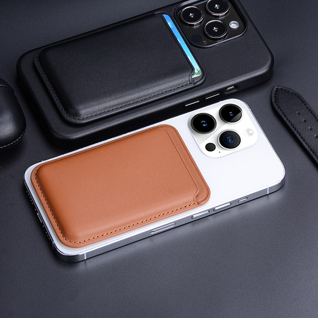 Plush New Upgrade for Magsafe Leather Wallet Customized Logo Mobile Phone Card Holder Wallet for Apple iphone 12 magsafe Magnet