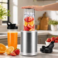 Mixeur personnel en acier inoxydable 1200W, presse-agrumes pour usage extérieur, moteur silencieux, mixeur électrique portable pour smoothies, voyage et sport